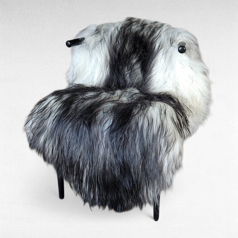 Genuine Icelandic Sheepskin Rug XXL Rare Black Gray Moorit 56" x 35"